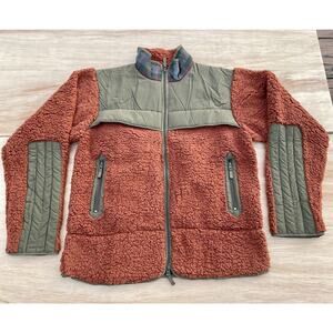 MANRESA Fleece Jacket Zip up Pockets Wool Collar Polyester Men's Rust Size US XL